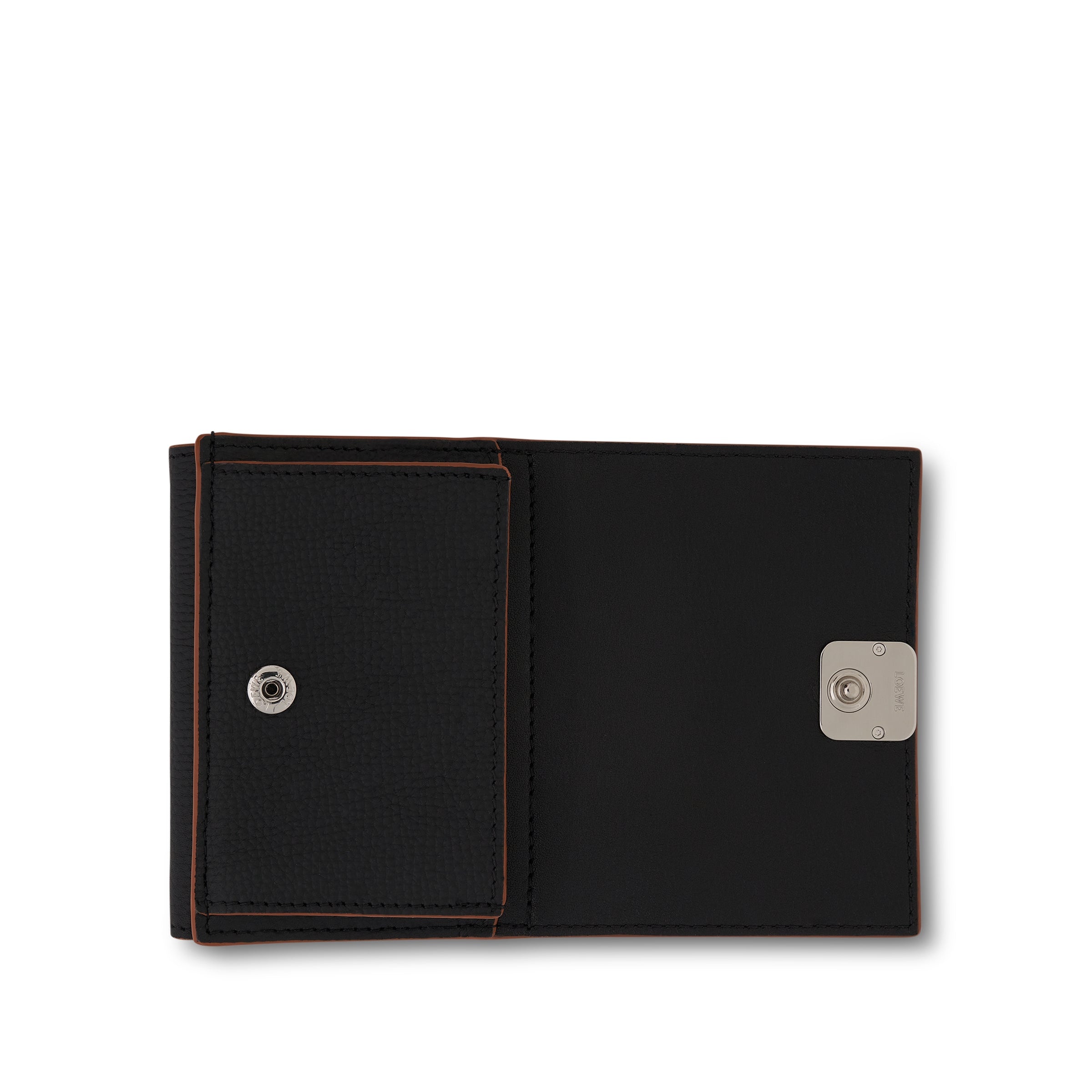 Anagram Trifold Wallet Pebble Grain Calfskin in Black - 4