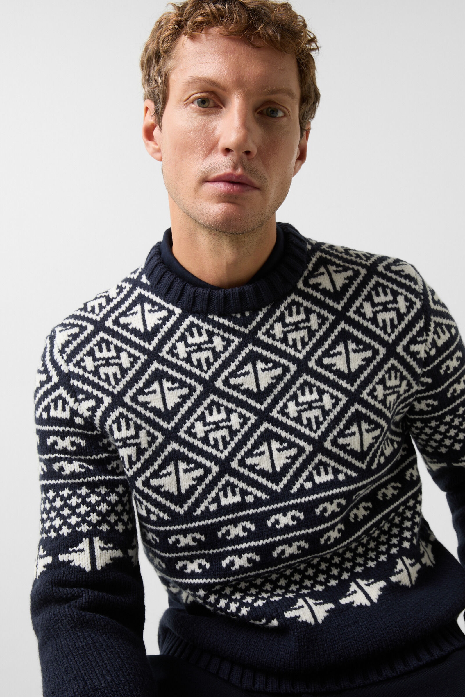 Lucian Sweater in Navy blue/White - 4