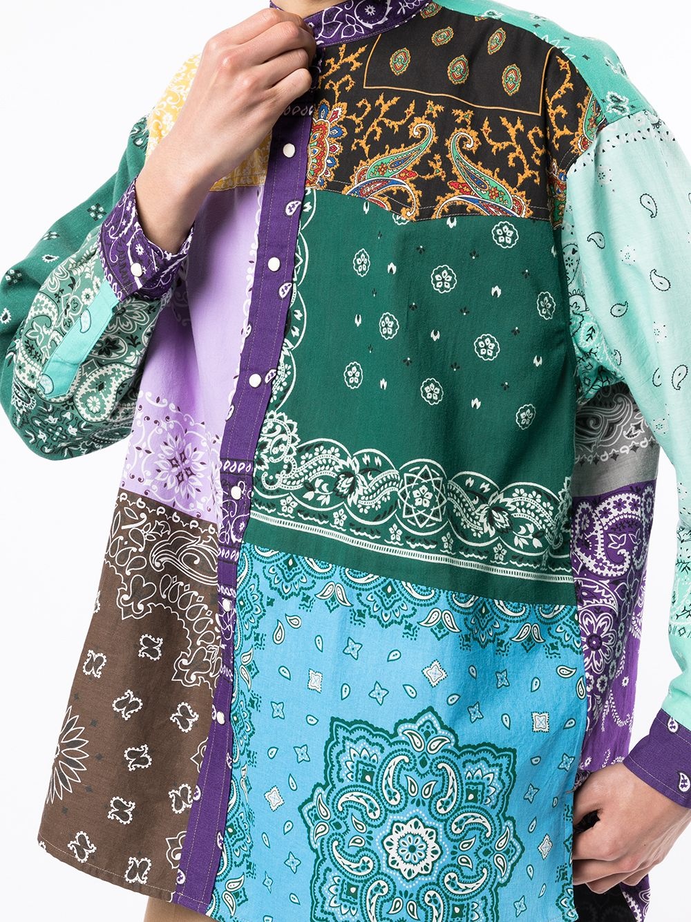 paisley-print panelled shirt - 5