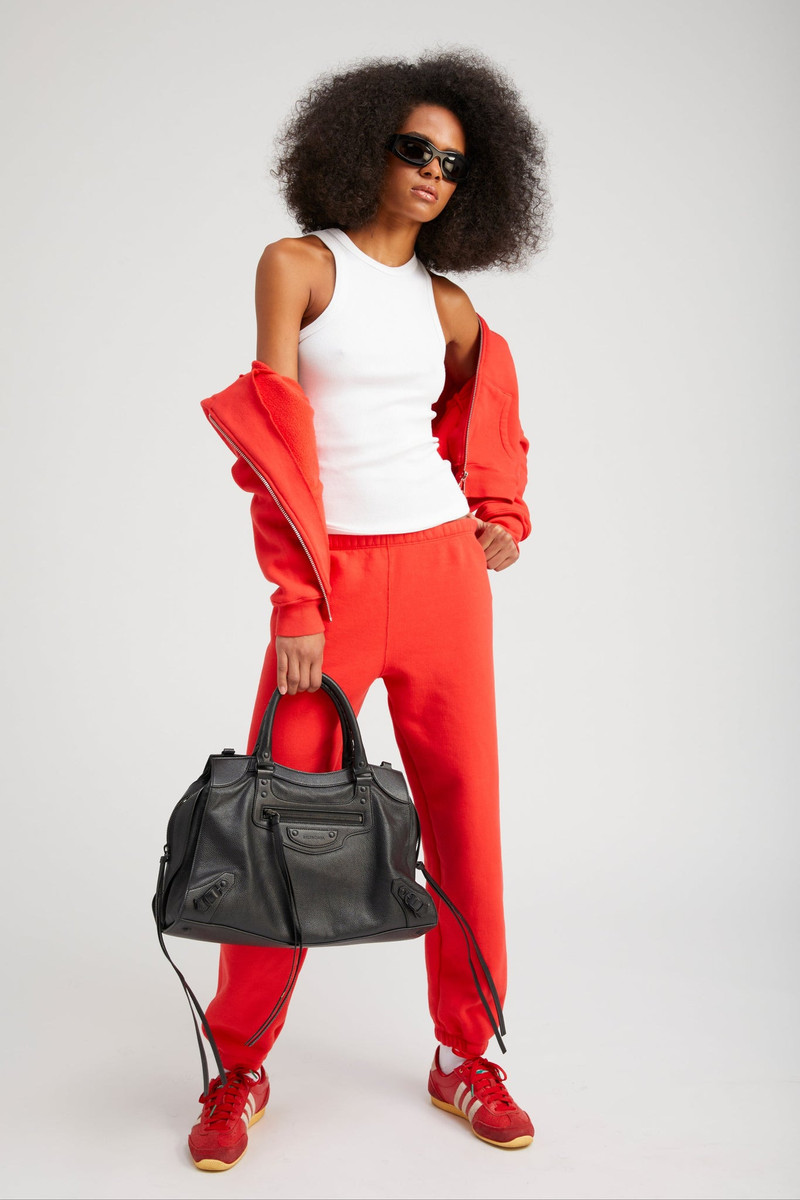 SPRWMN RED COTTON SHRUNKEN ZIP UP HOODIE outlook