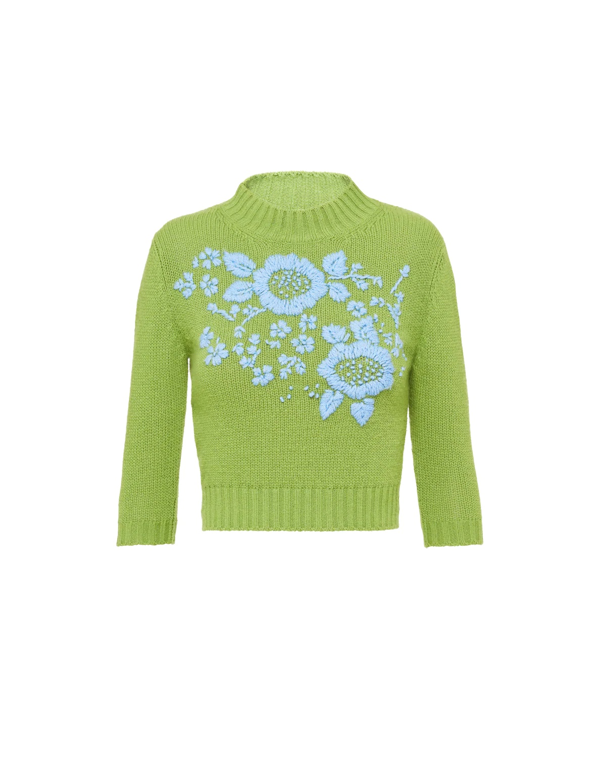 Embroidered wool and cashmere mock turtleneck sweater - 1