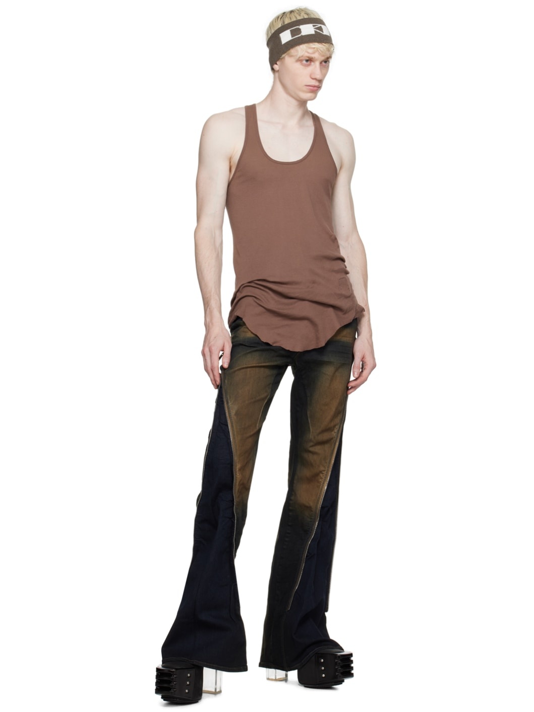 RICK OWENS Bolan Banana Slim-Fit Flared Zip-Embellished Jeans for