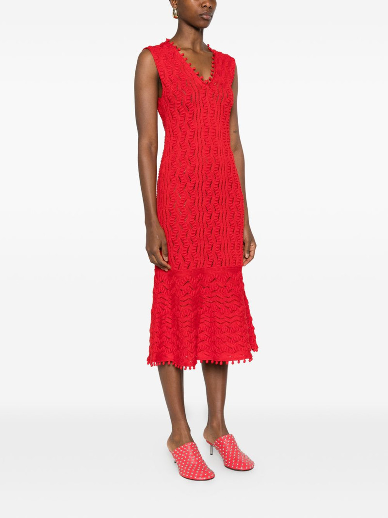 pom-pom V-neck midi dress 3