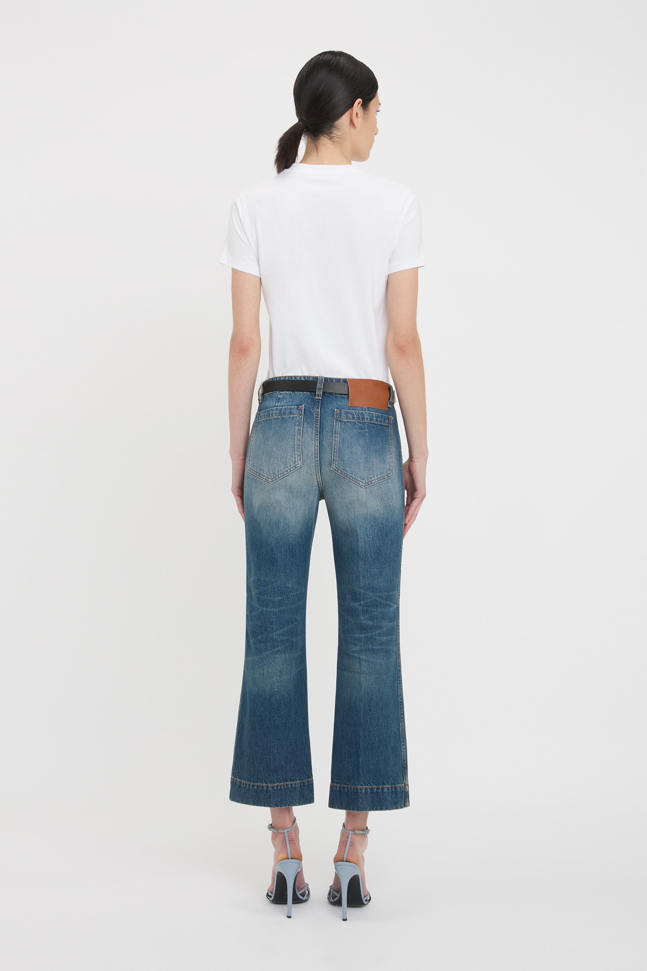 Cropped Kick Alina High Waisted Jean In Mid Blue - 4