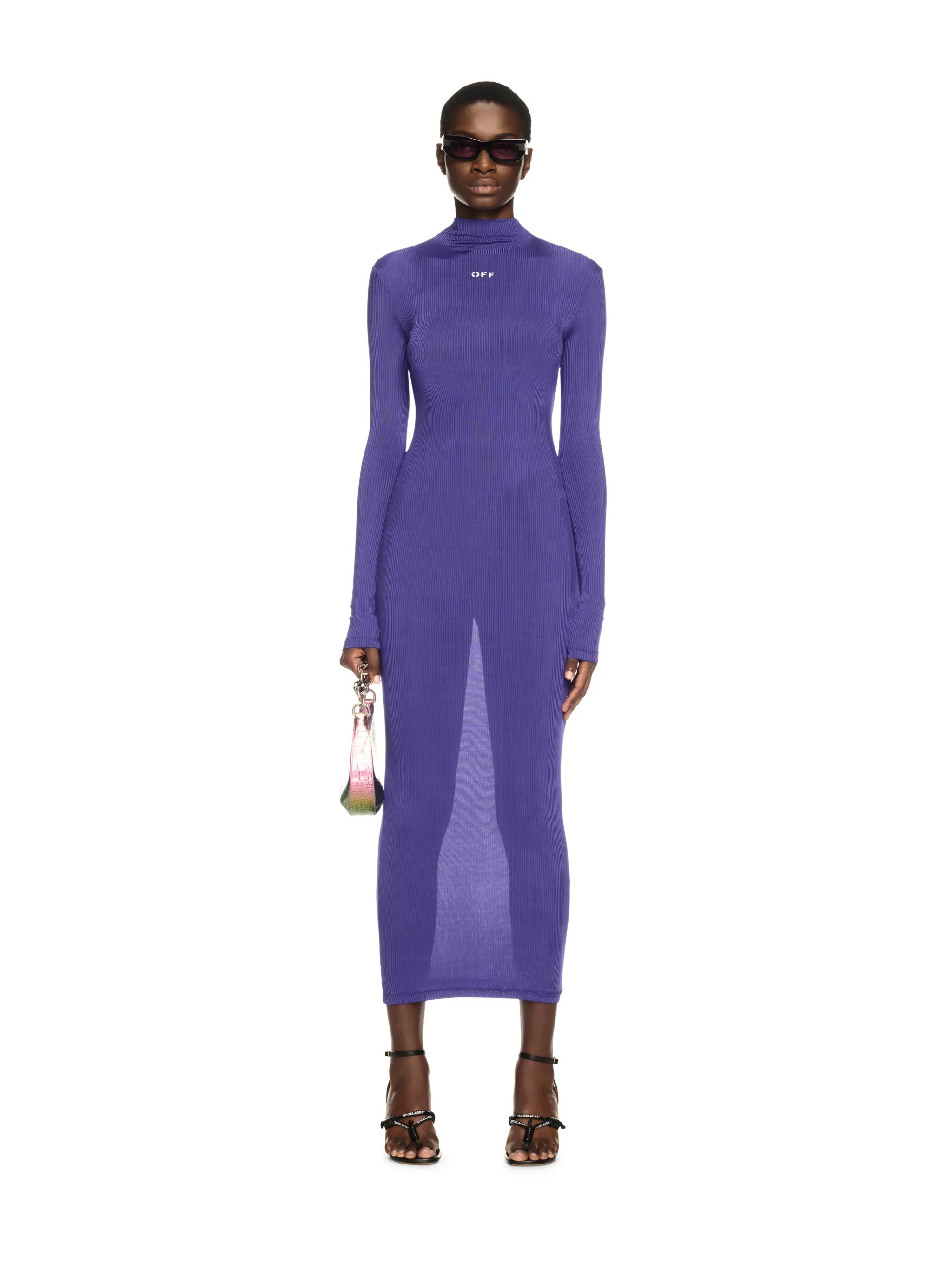 Violet Ribbed Long Dress - 2