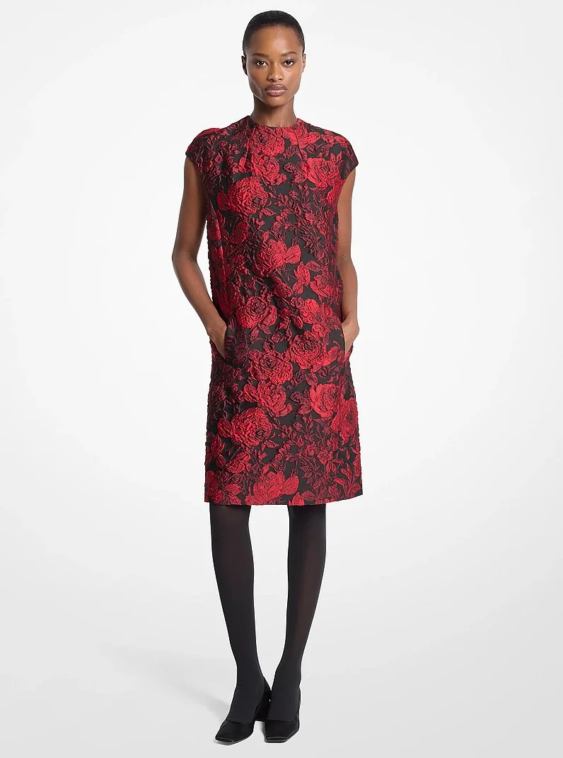 Rose Jacquard Shift Dress - 1