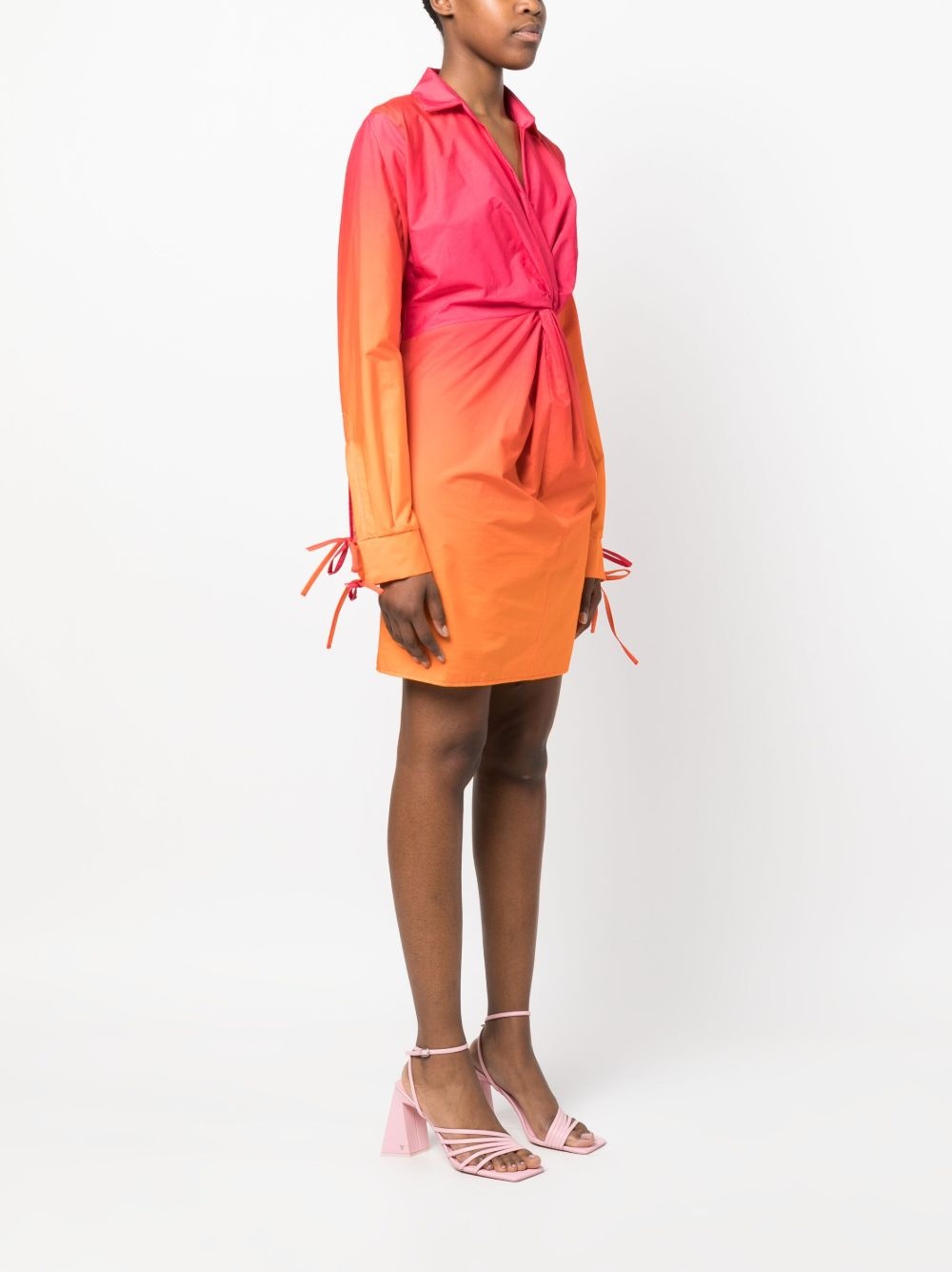 gradient-effect gathered-detail short dress - 3