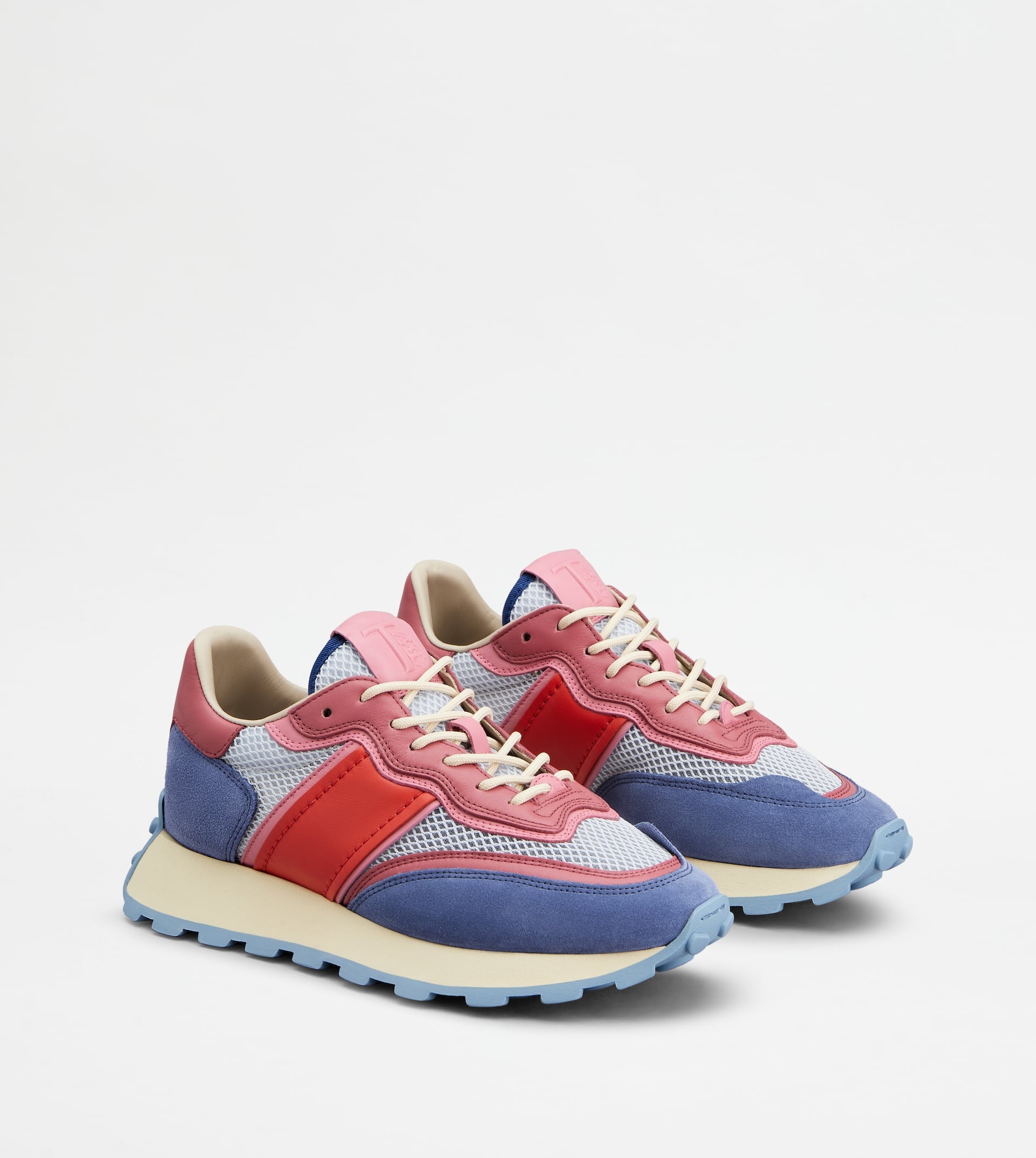 SNEAKERS IN SUEDE AND FABRIC - BLUE, RED, PINK - 3