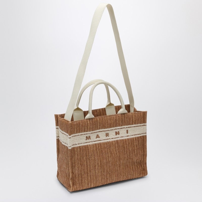 Marni Small Tote Bag Écru In Raffia-Effect Fabric Women - 2