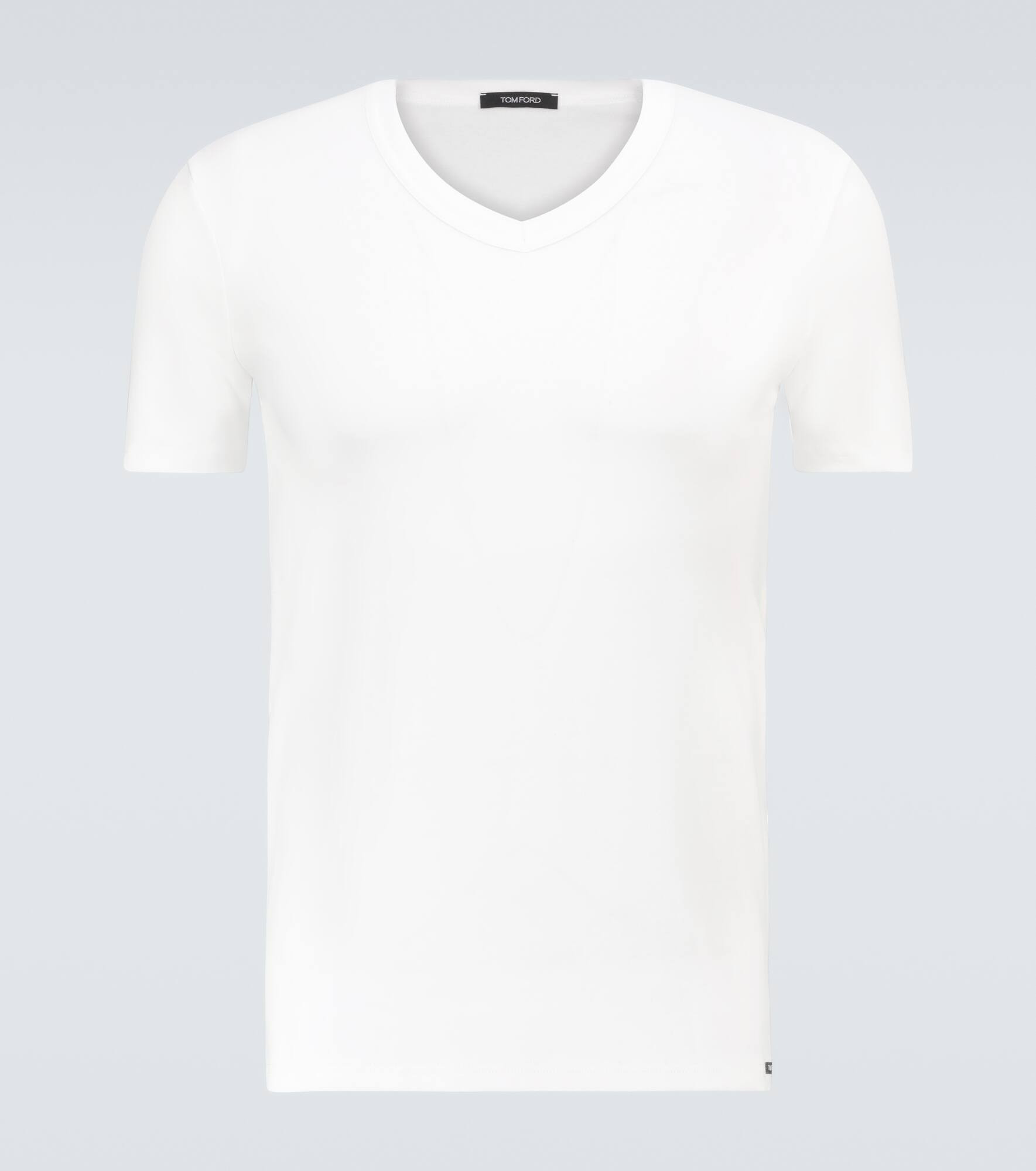 Stretch-cotton V-neck T-shirt - 1