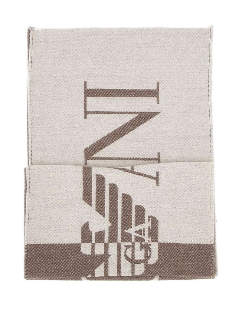 two-tone logo fringed scarf 1