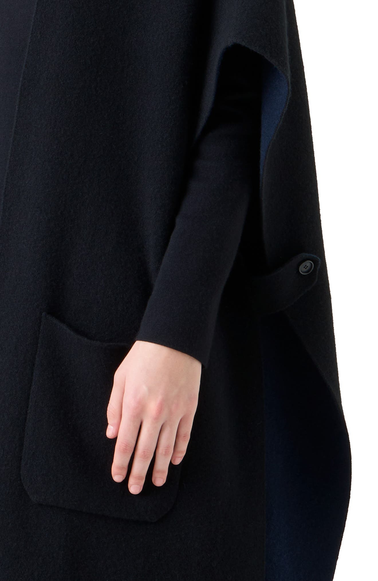 Akris Reversible Double Face Cashmere Cape in Black-Denim at Nordstrom - 4