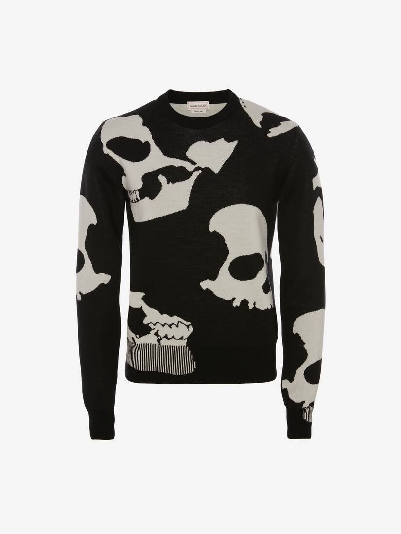 Skull Camouflage Crew Neck Jumper in Black/ivory - 1
