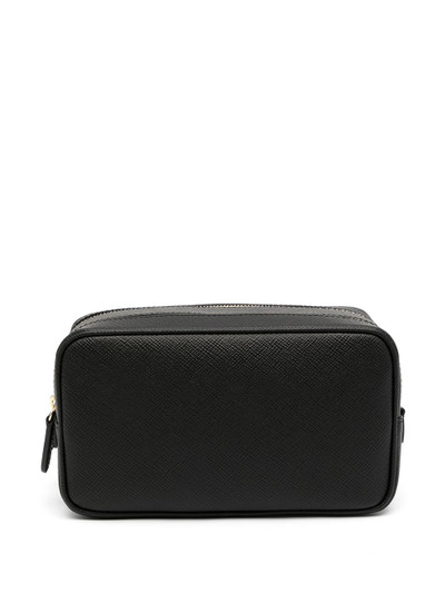 Smythson Panama grained leather zip-up wash bag outlook