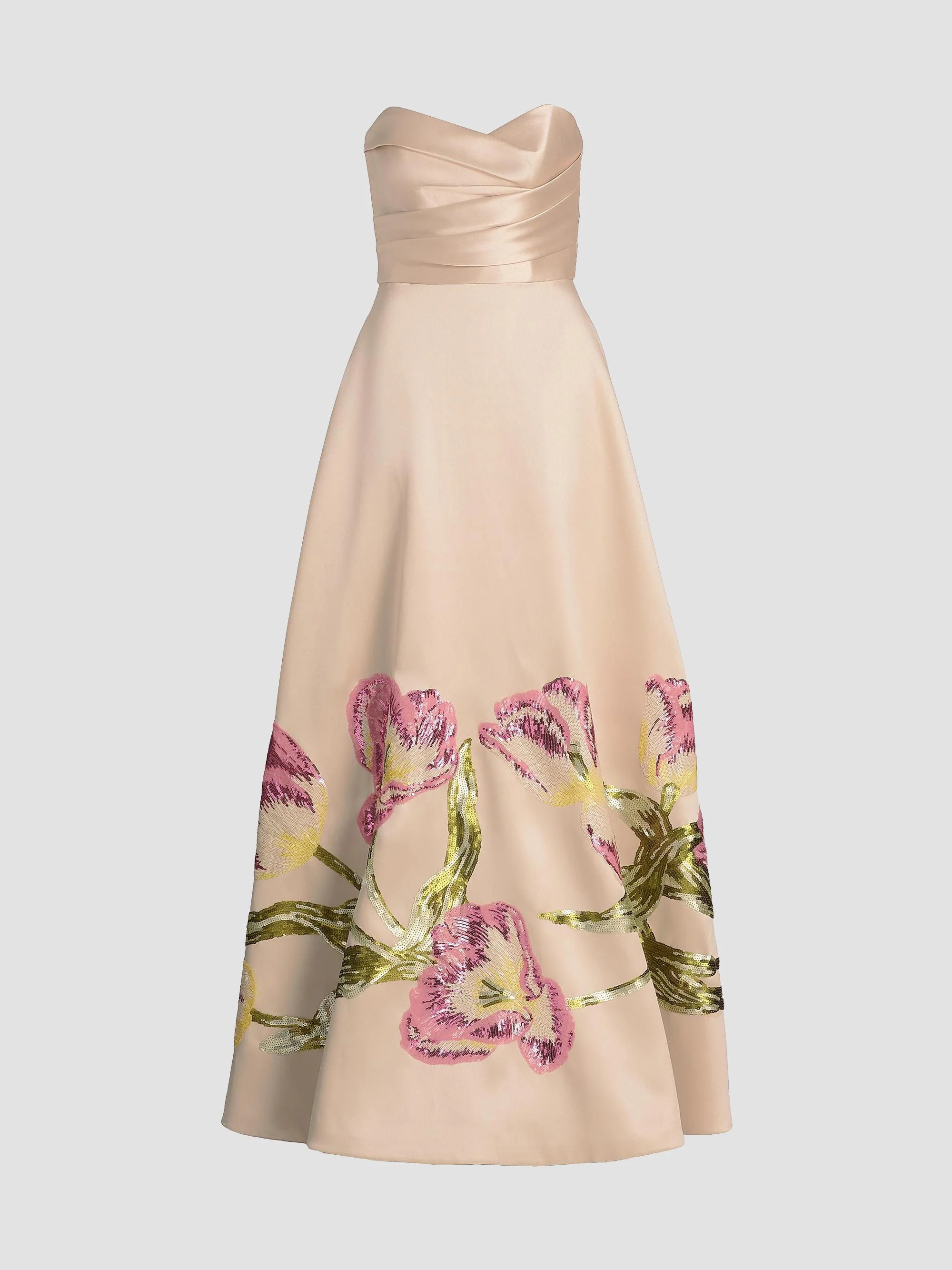 Women's Tulip-Sequined Strapless Gown - Champagne - 1