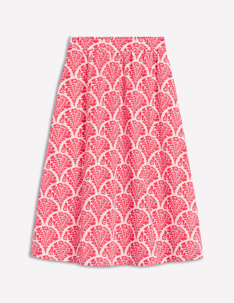 Hattie Poplin Midi Skirt-Jam Red, Blossomy 1