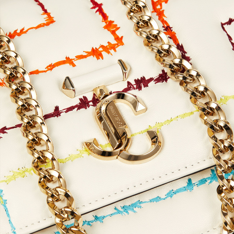 Varenne Shoulder M
Latte Quilted Nappa Leather Shoulder Bag with Rainbow Embroidery 6