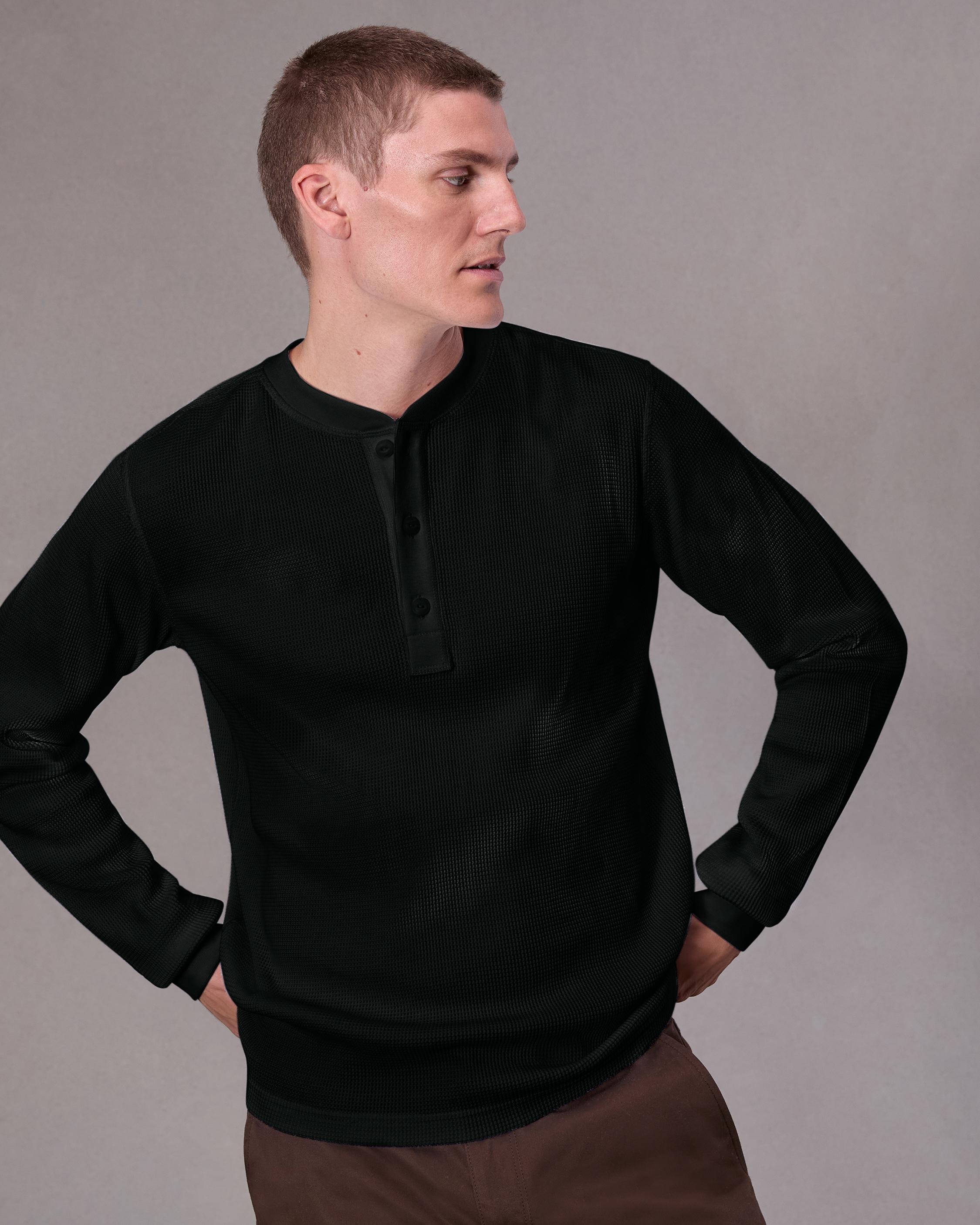 Waffle Cotton Henley - 7