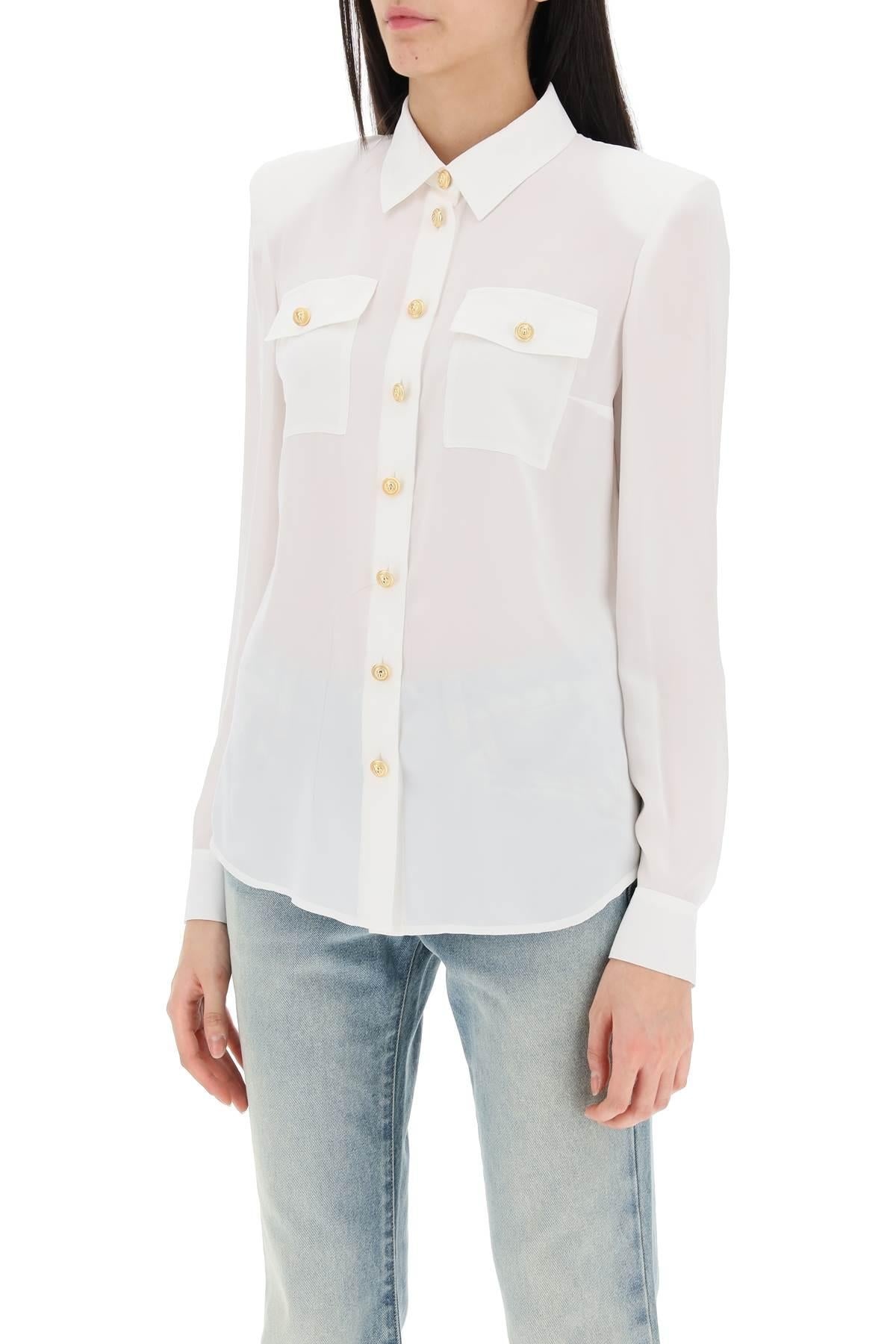 SILK SHIRT WITH PADDED SHOULDERS - 5