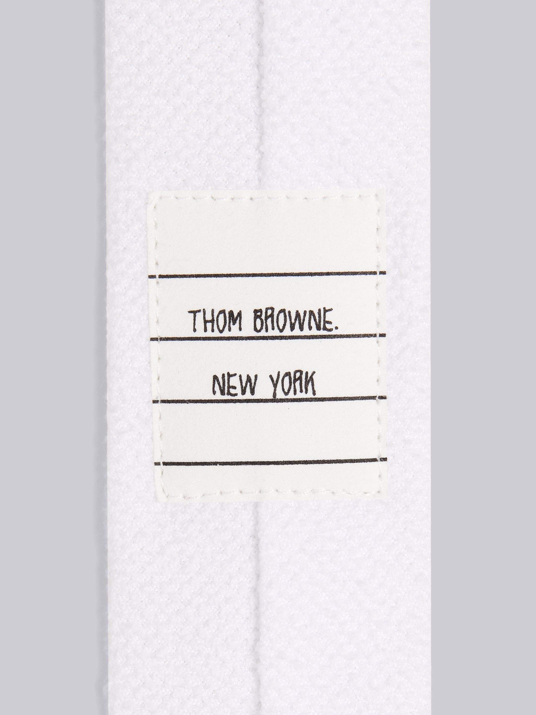 White Cotton Pique Diagonal Stripe Classic Tie - 2