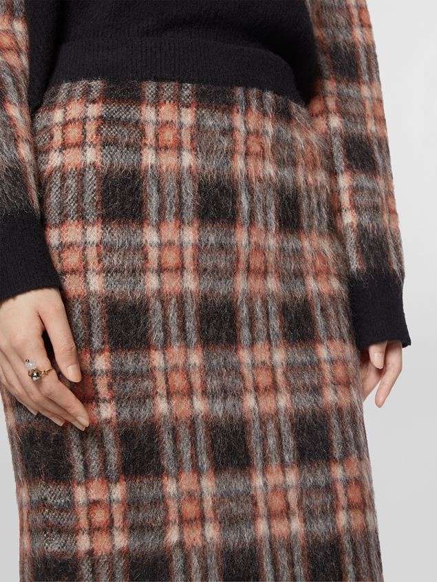CHECK WOOL AND BRUSHED MOHAIR MIDI SKIRT - 4