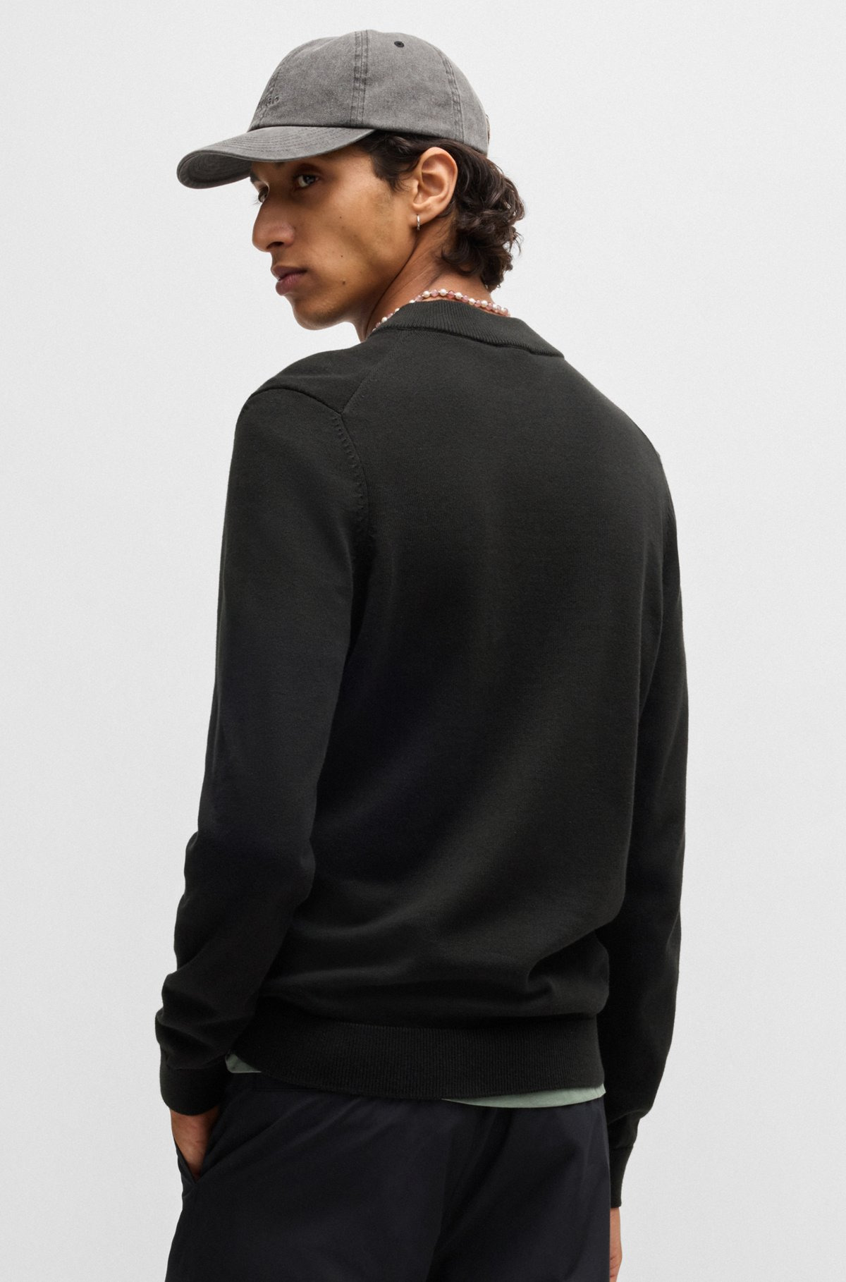 ZIP-UP CARDIGAN IN COTTON WITH STACKED LOGO - 5