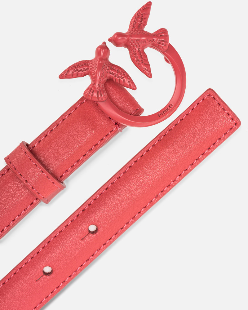 THIN COLOUR-BLOCK LOVE BIRDS LEATHER BELT 2CM 3