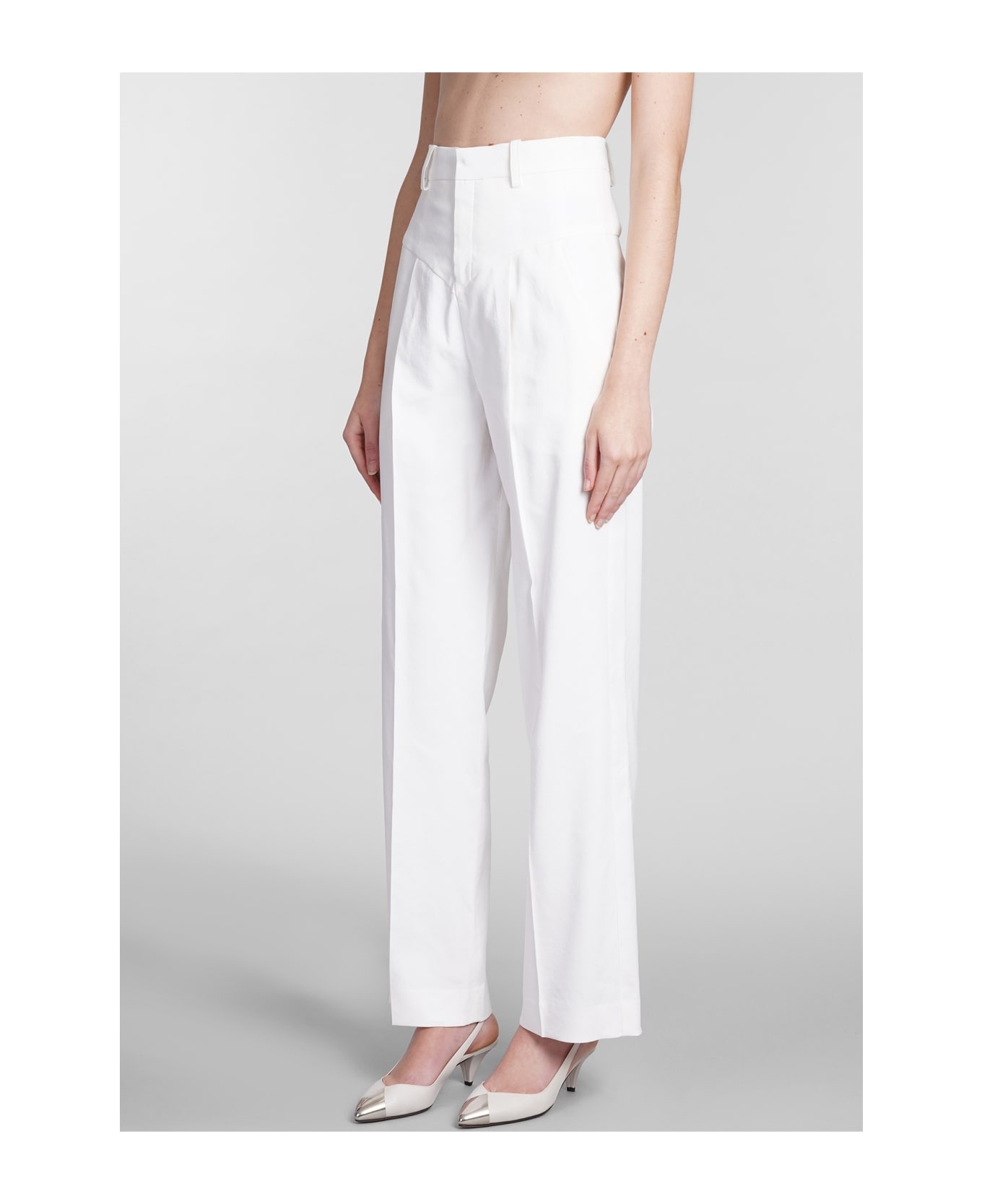Staya Pants In White Cotton - 4