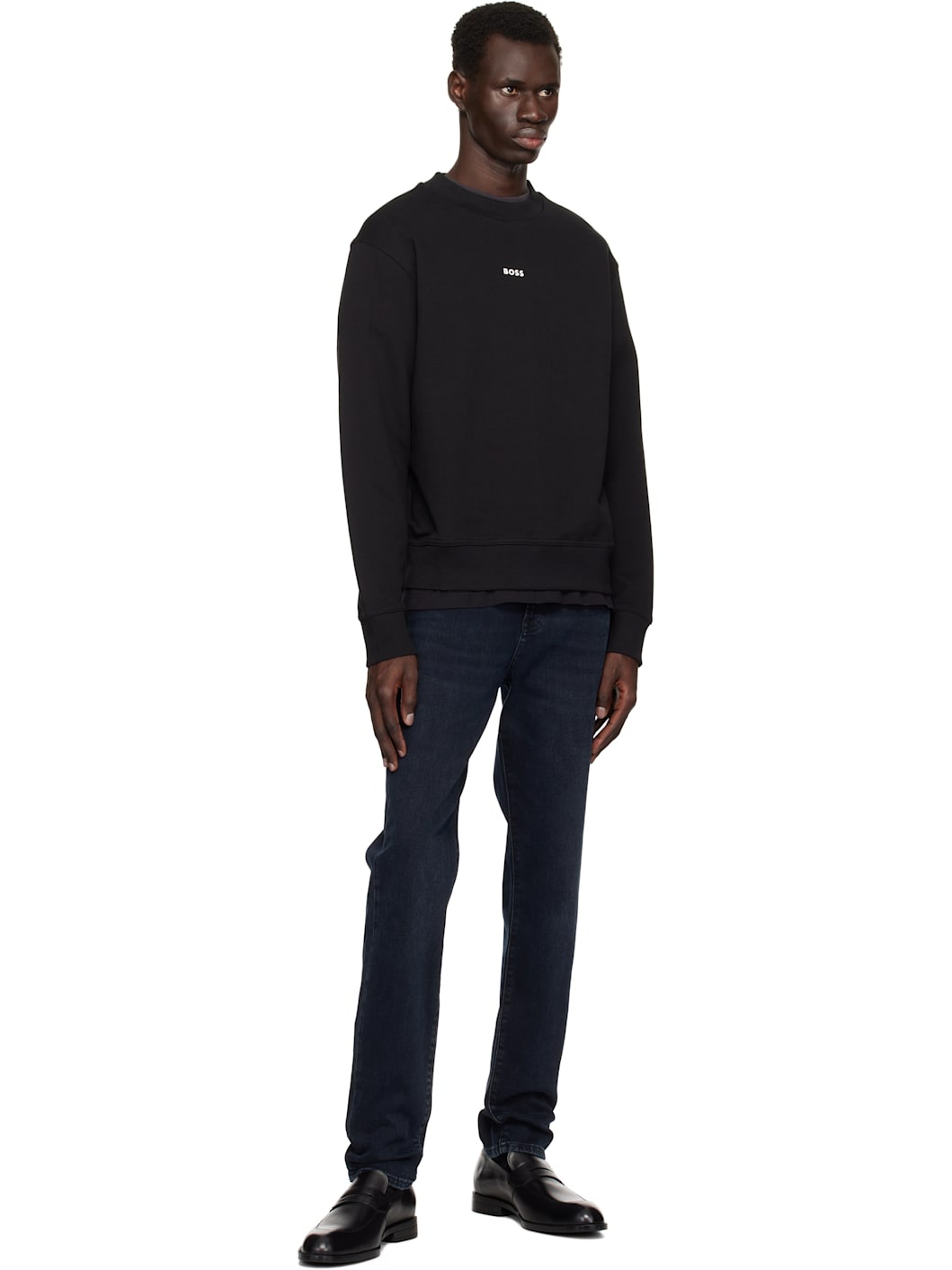 Black Relaxed-Fit Contrast Logo Sweatshirt - 4