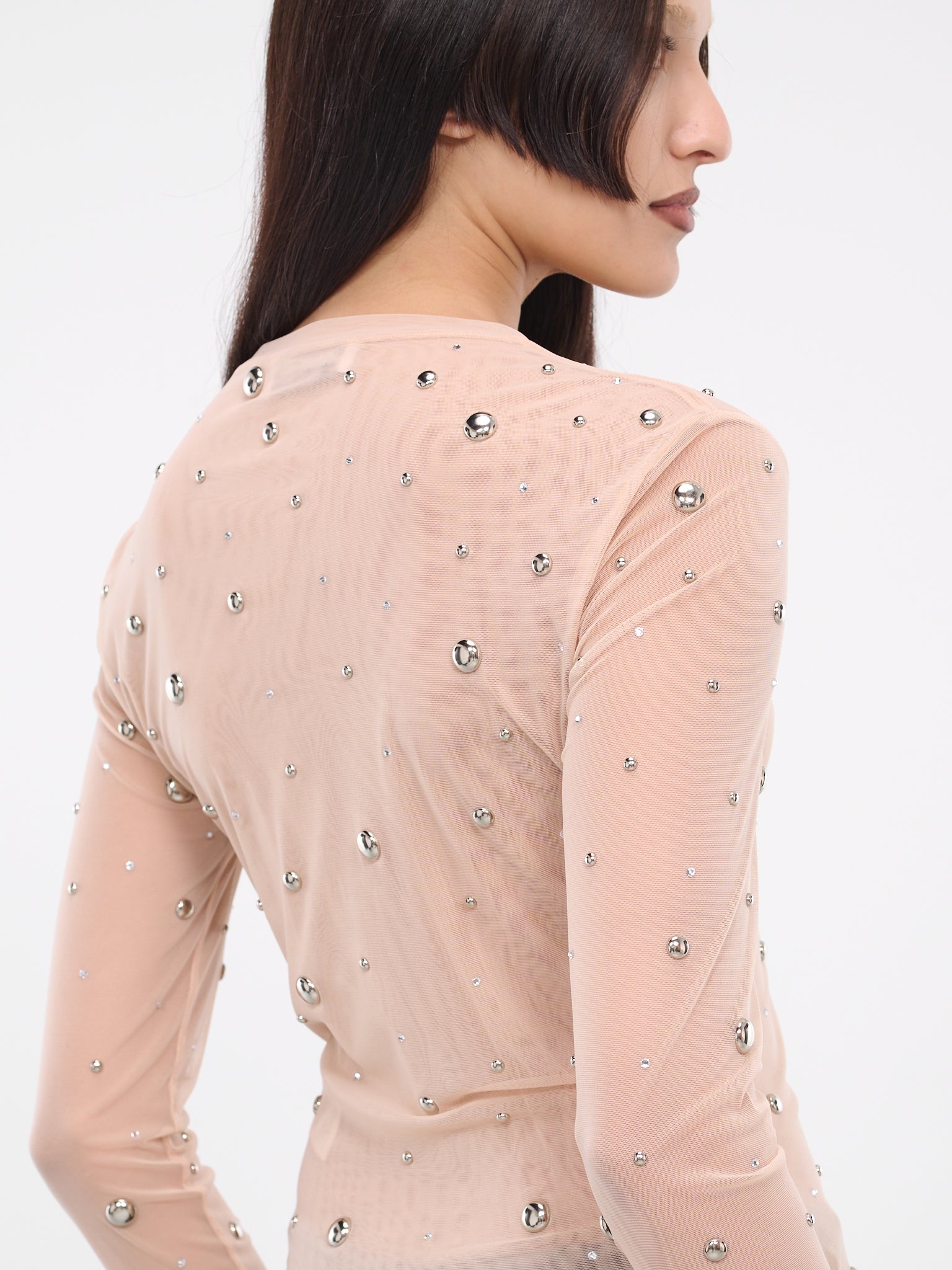 Stud Rhinestone Tulle Tee - 5