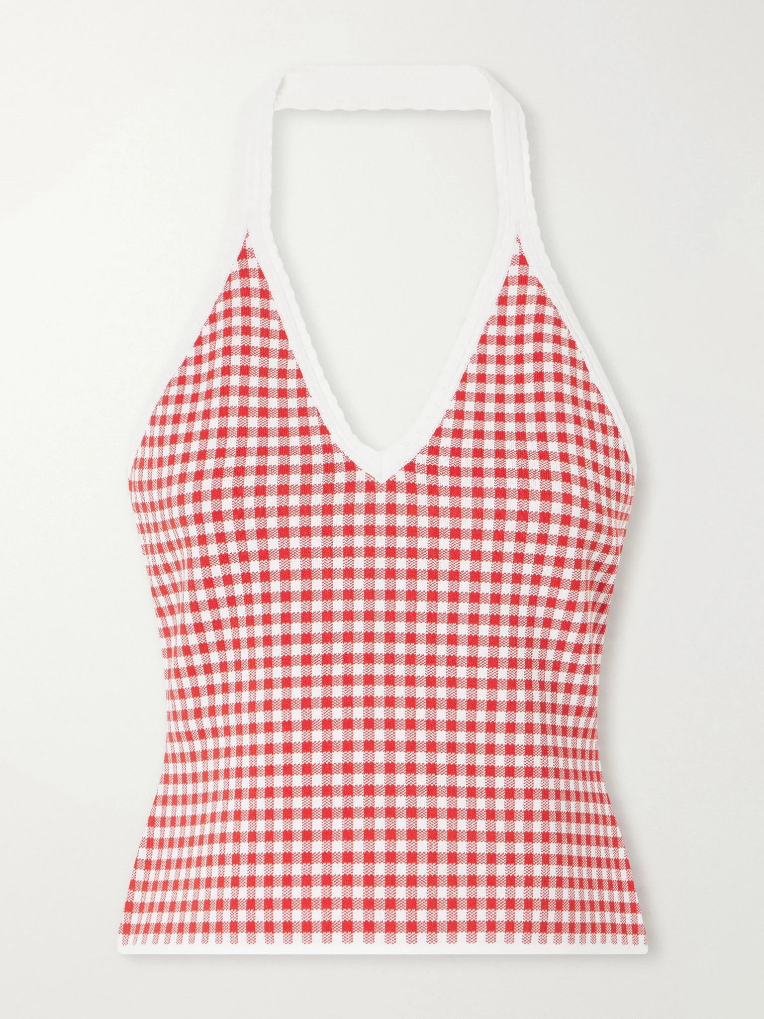 Micah checked knitted halterneck top Red - 1