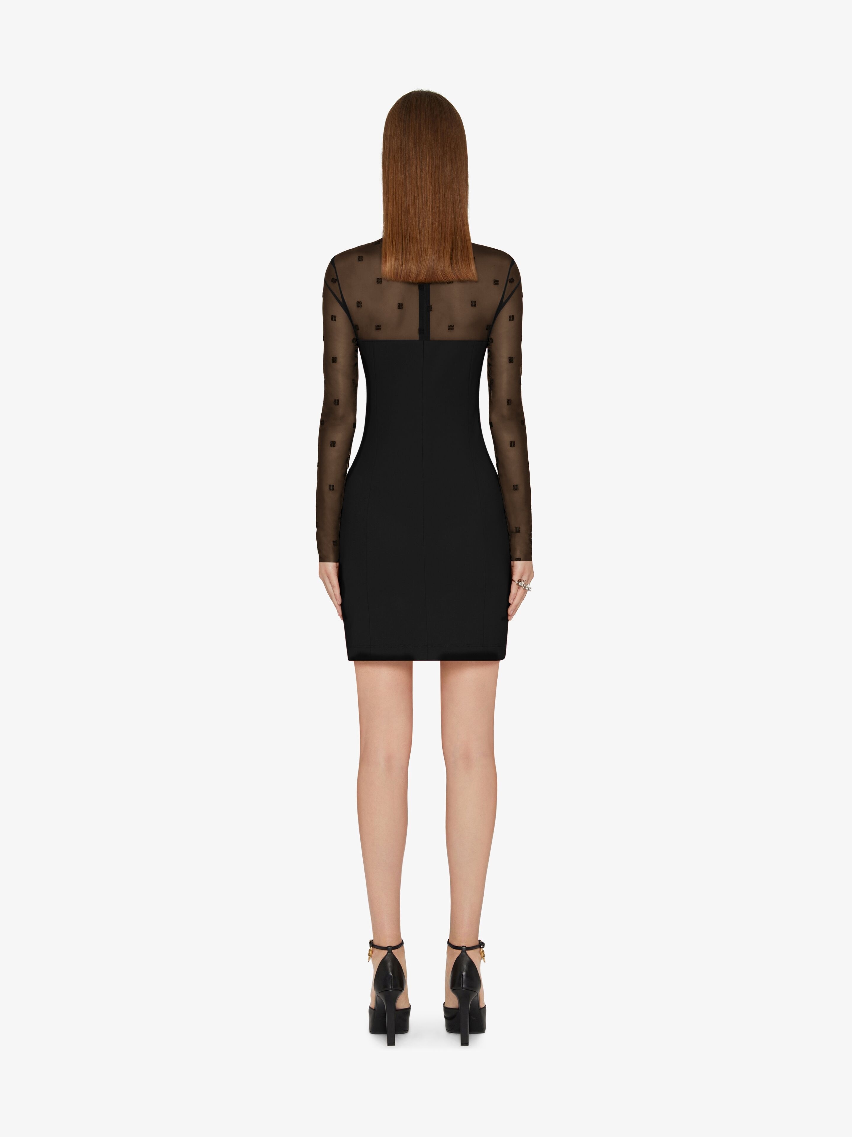MOCK NECK DRESS IN BI-MATERIAL 4G PATTERN - 4