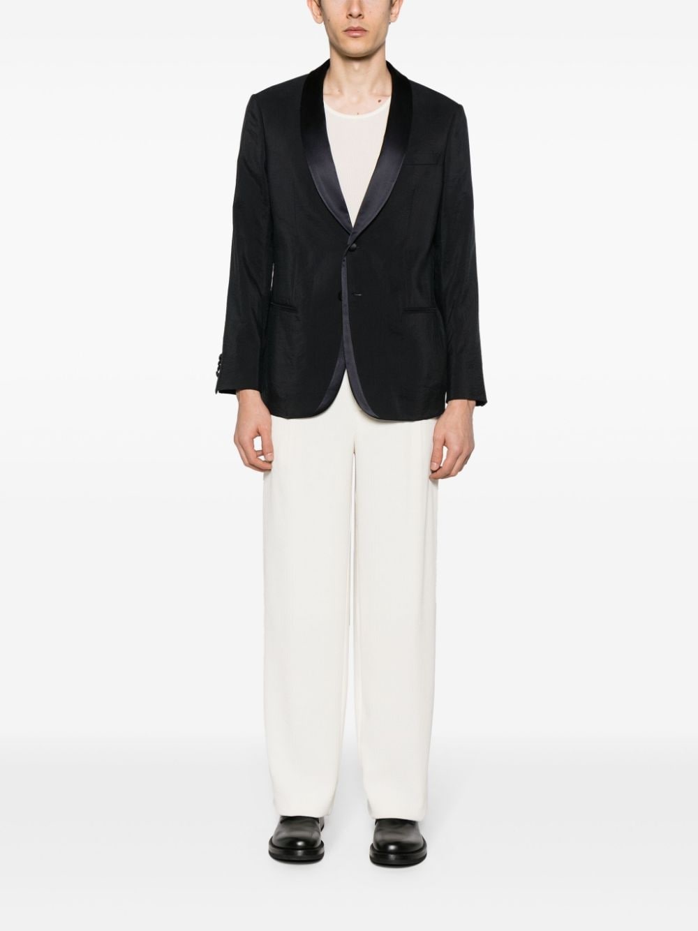 crease-effect single-breasted blazer - 2