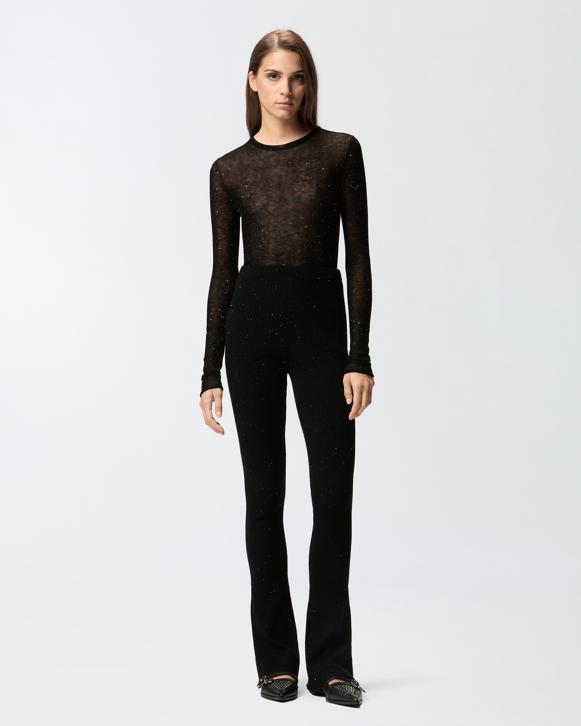 LONG FLARED KNIT TROUSERS - 2