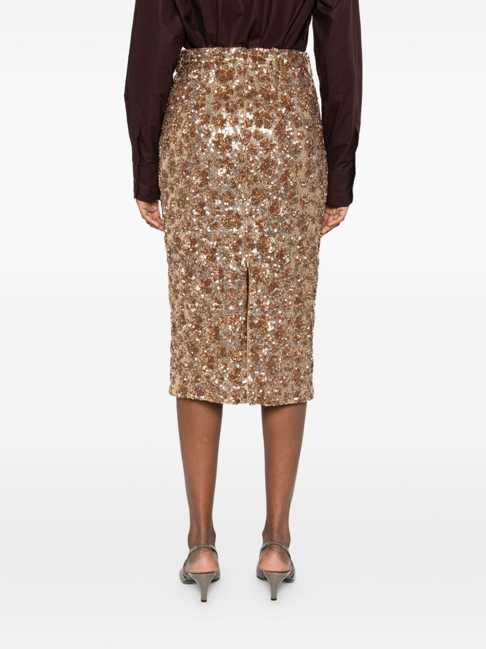 sequin-embellishment midi skirt - 4