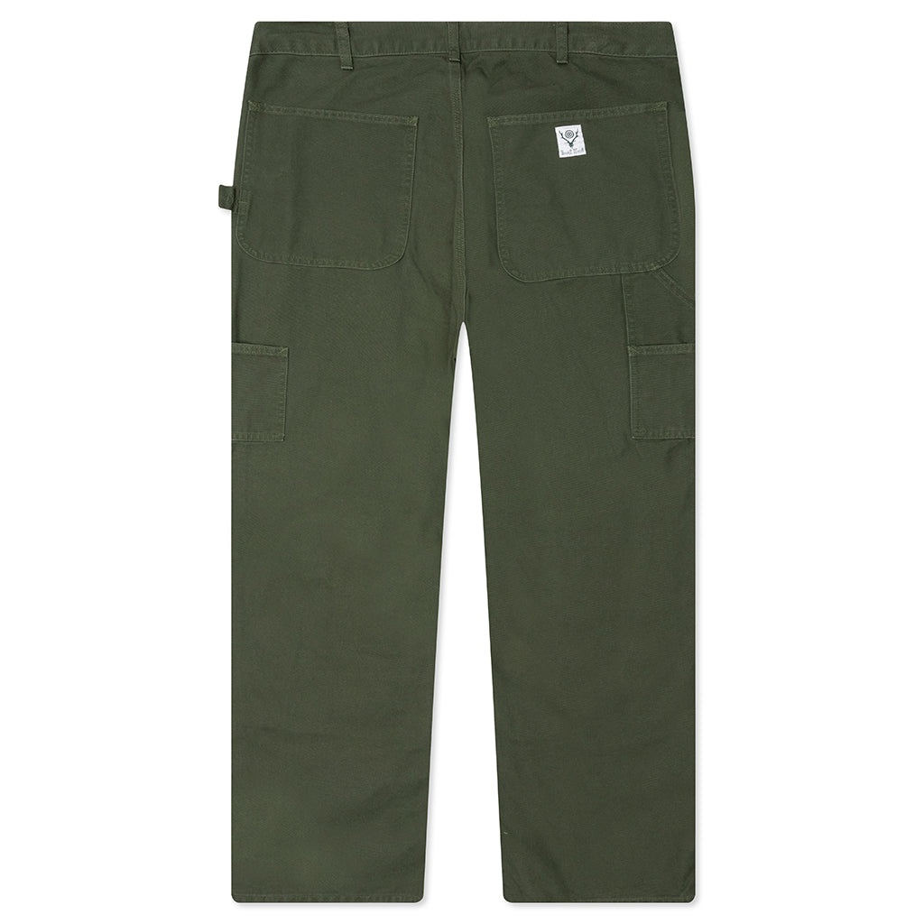 COTTON CANVAS PAINTER PANT - MOSS GREEN - 2