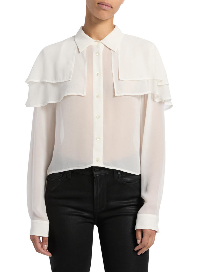 Women's Cape Silk Blouse - Cream 3