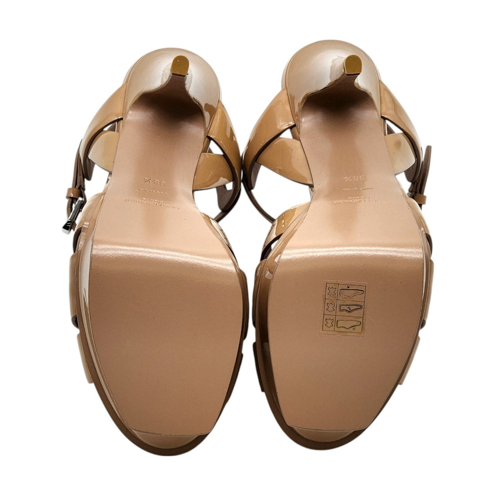 Saint Laurent Tribute Platform Leather Sandals Pumps Tan Brown - 9