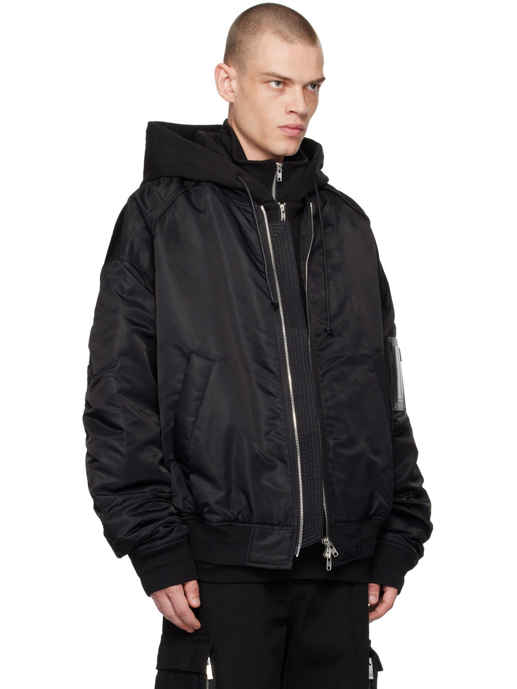 Black Layered Bomber Jacket - 2