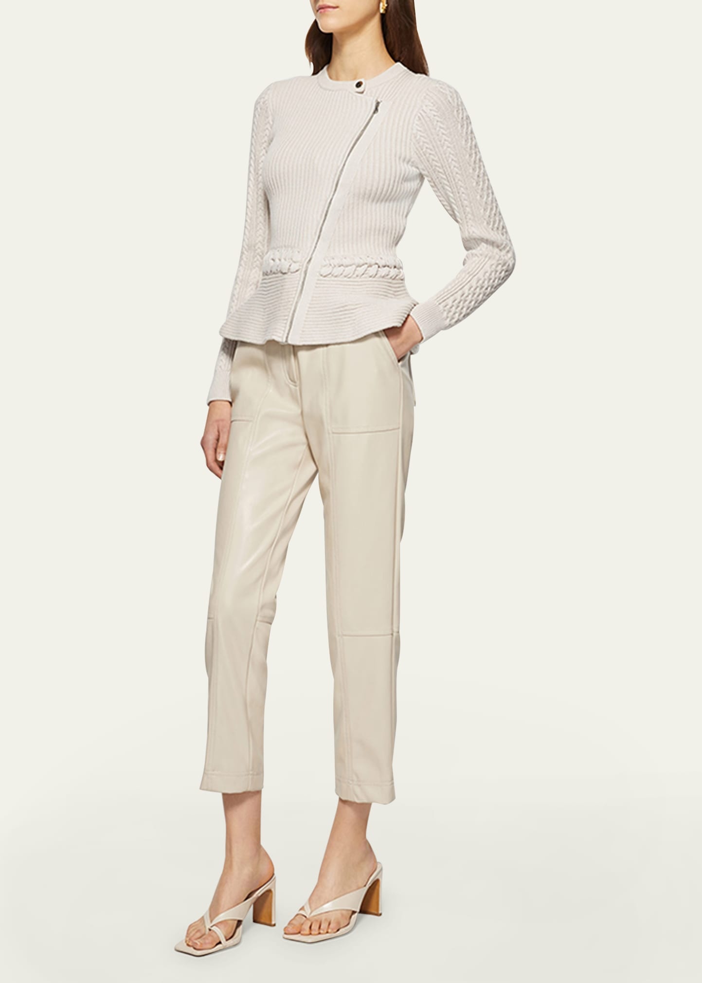 Andi Mixed-Knit Cotton Peplum Jacket - 2
