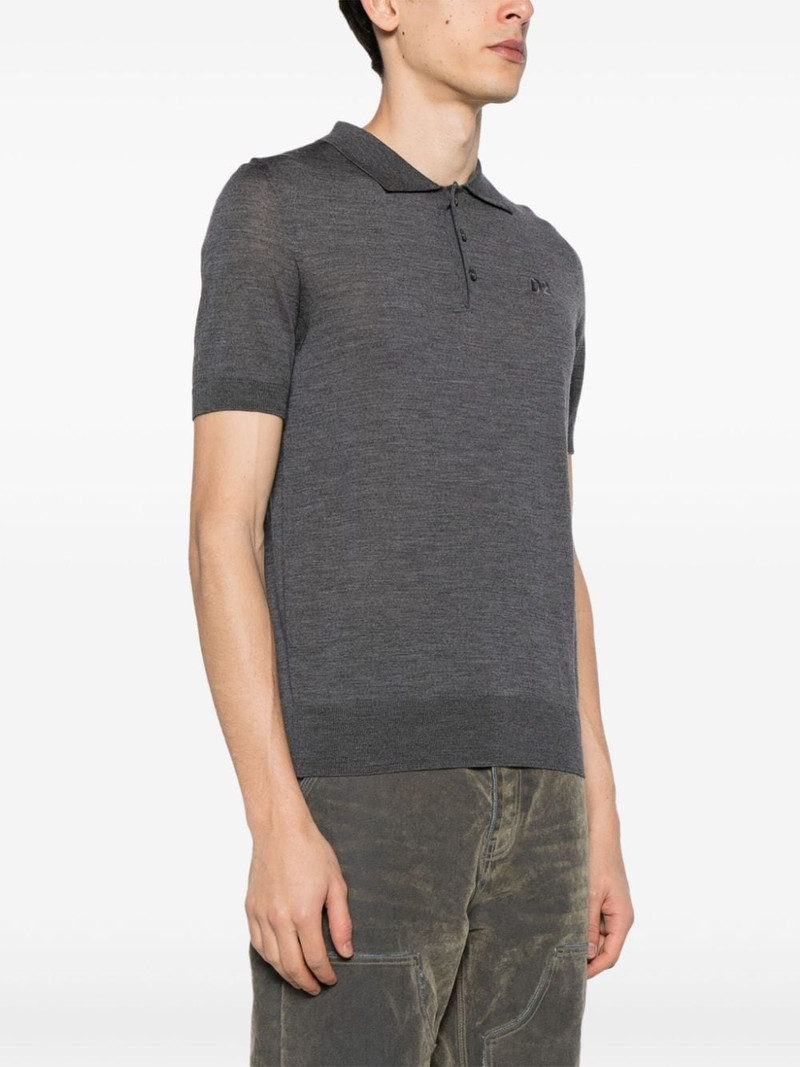 logo-embroidered fine-knit polo shirt 3