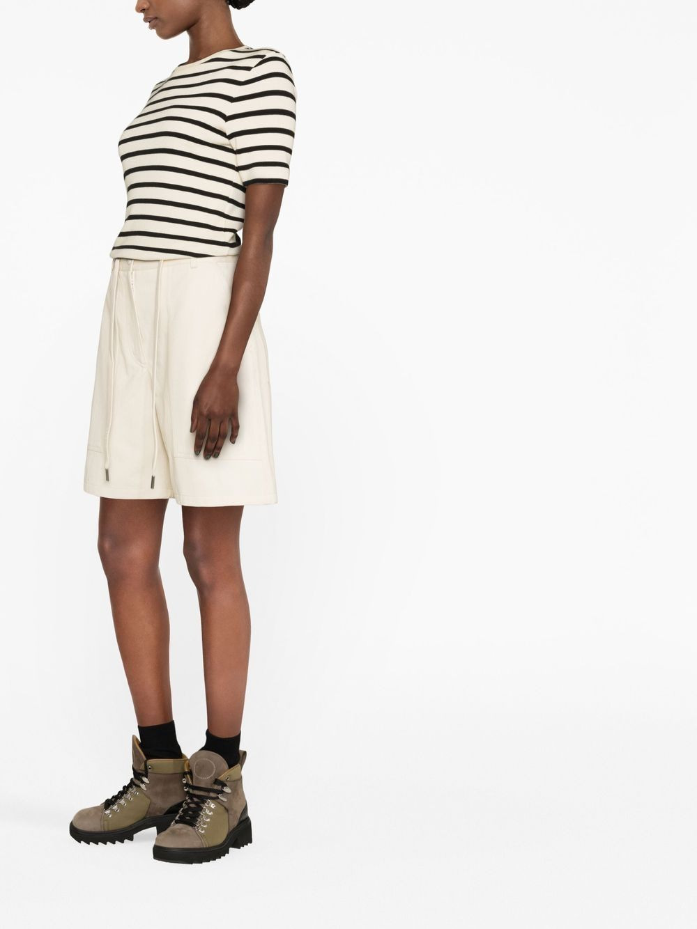 drawstring-waist knee-length shorts - 4