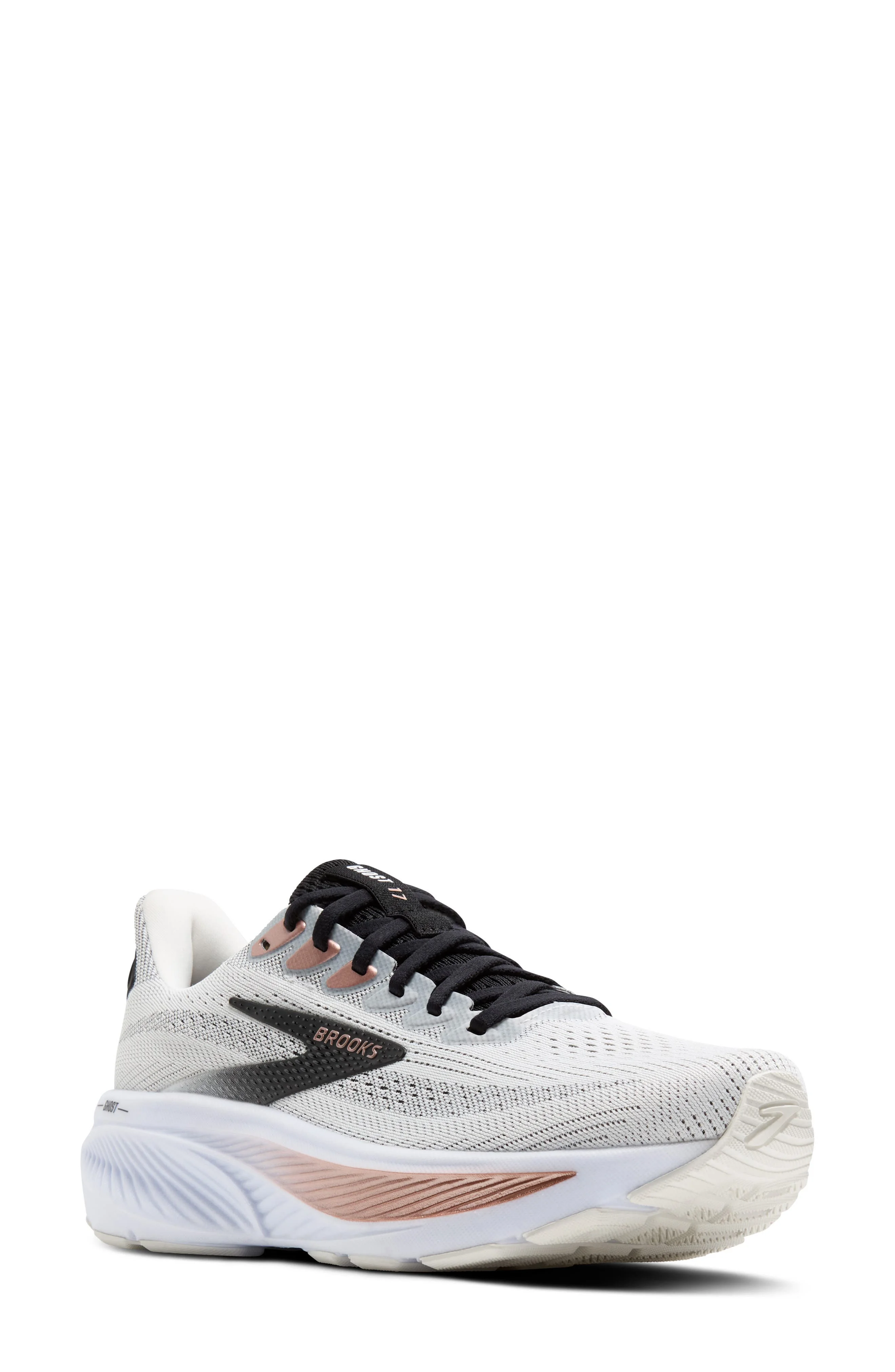 Brooks Ghost 17 Running Shoe in White/Black/Rose Gold at Nordstrom - 1