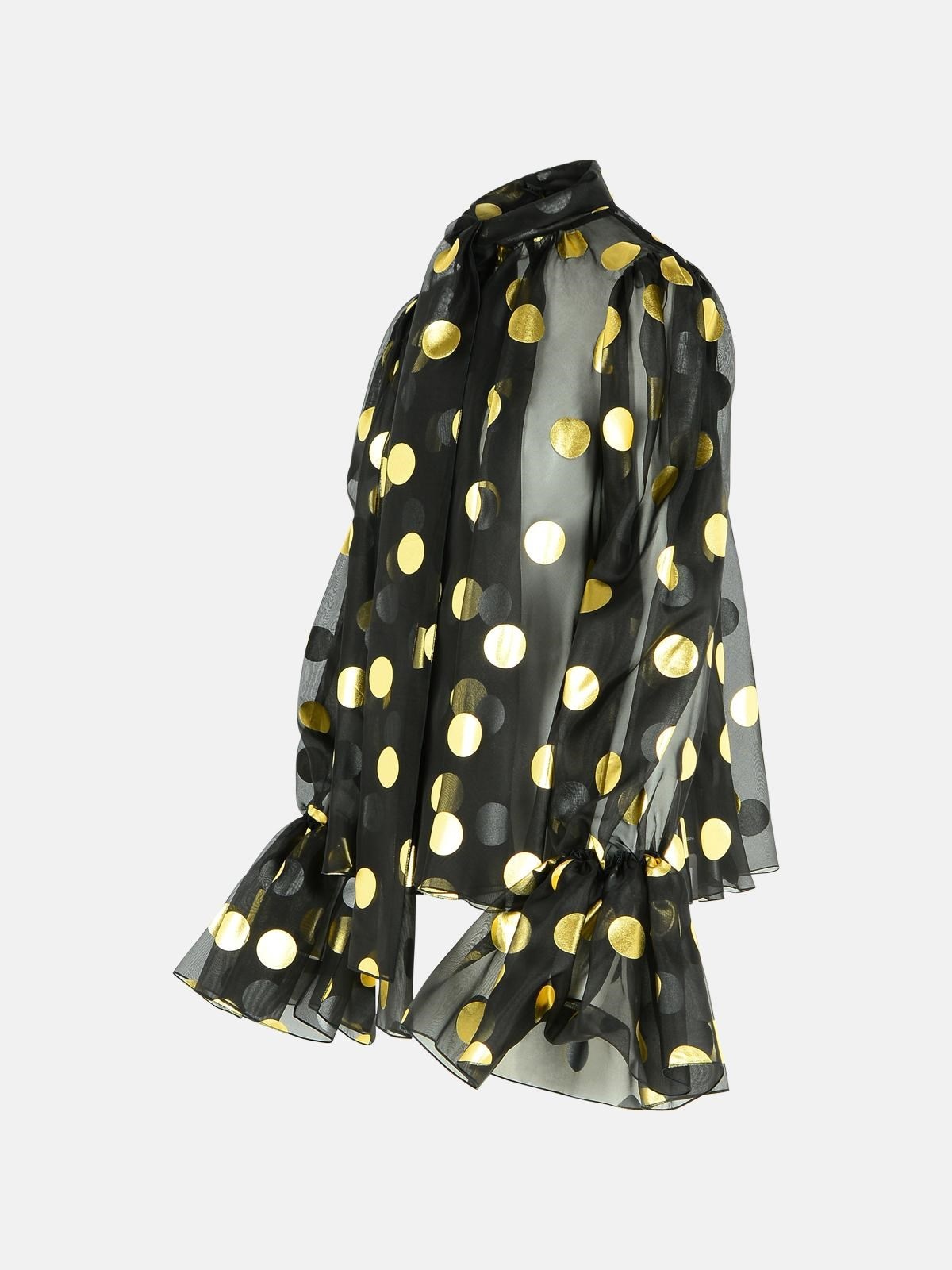 BLACK SILK ORGANZA BLOUSE - 2