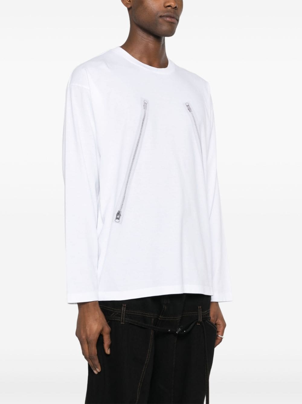 zipper-print cotton T-shirt - 3