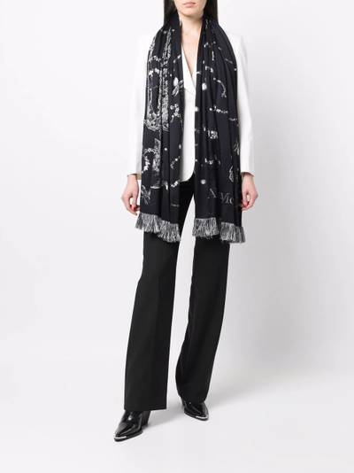 Alexander McQueen frayed skeleton-print scarf outlook