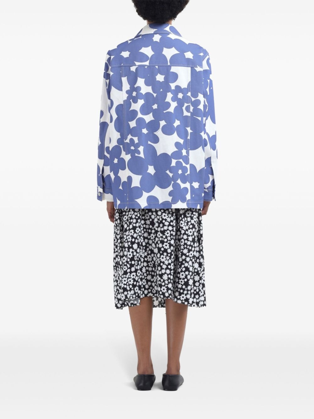 floral-print shirt jacket - 4