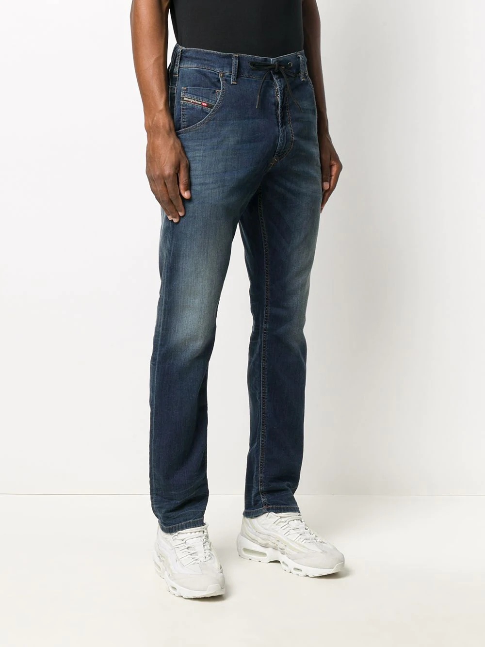 drawstring-waist straight leg jeans - 3