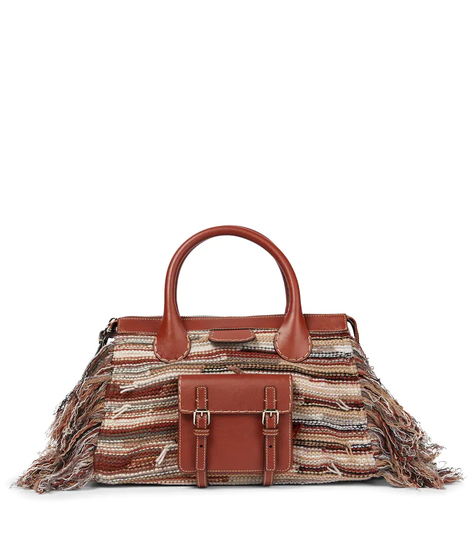 Edith Medium cashmere and leather tote - 1
