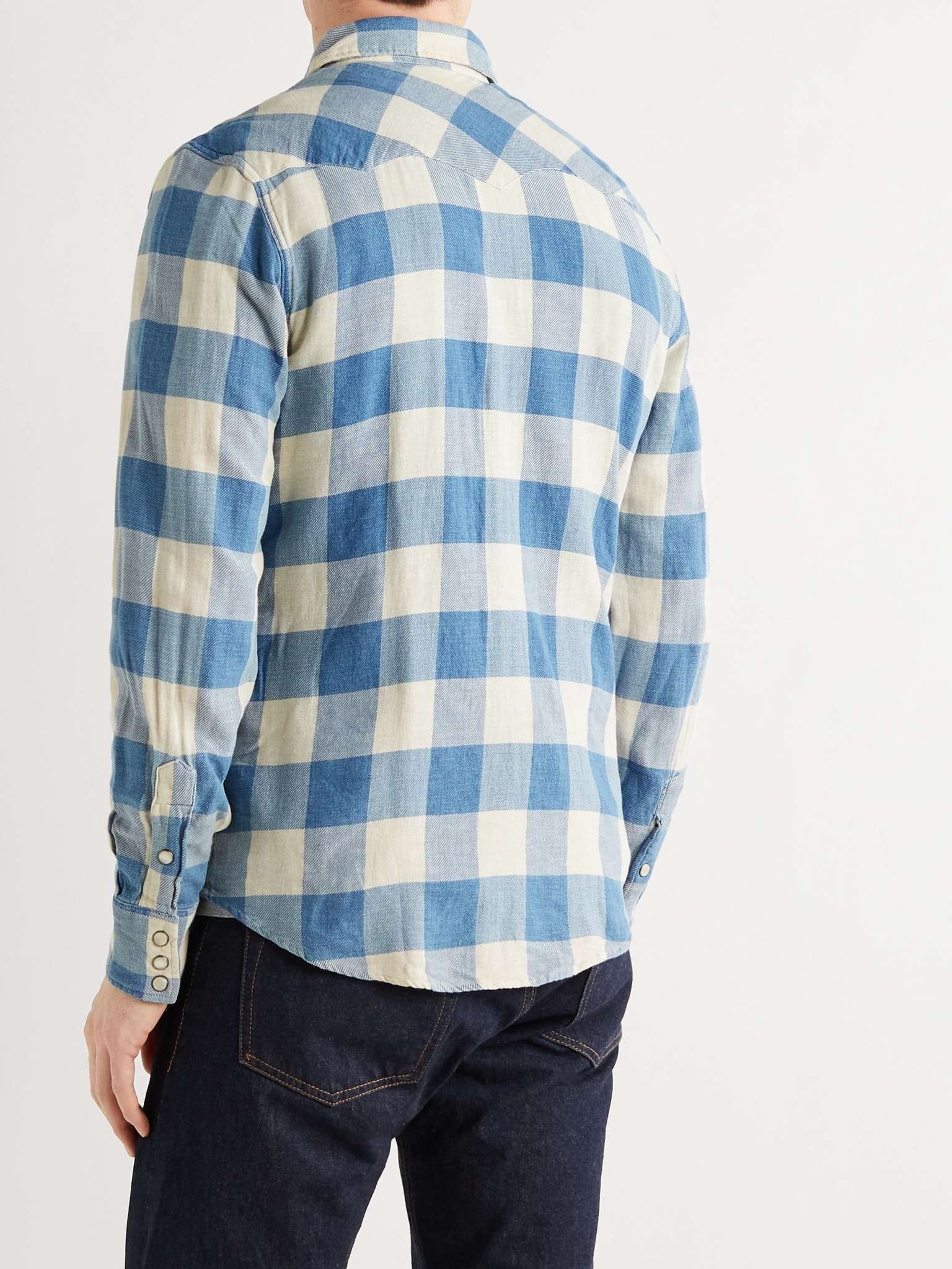 Buffalo-Checked Cotton and Linen-Blend Flannel Shirt - 4